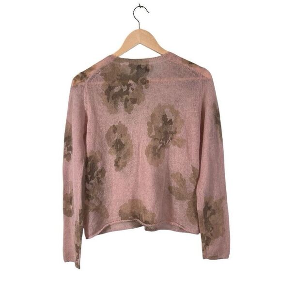 Vince Dahlia Print Alpaca & Mohair Blend Crewneck Sweater Medium Semi Sheer - Picture 2 of 8